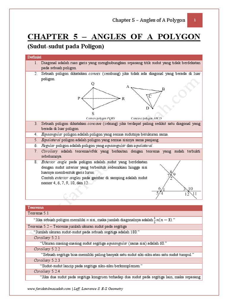 CHAPTER 5 Angles of a Polygon Sudut Sudut Pada Poligon CHAPTER 5 Angles of a Polygon Sudut Sudut Pada Poligon