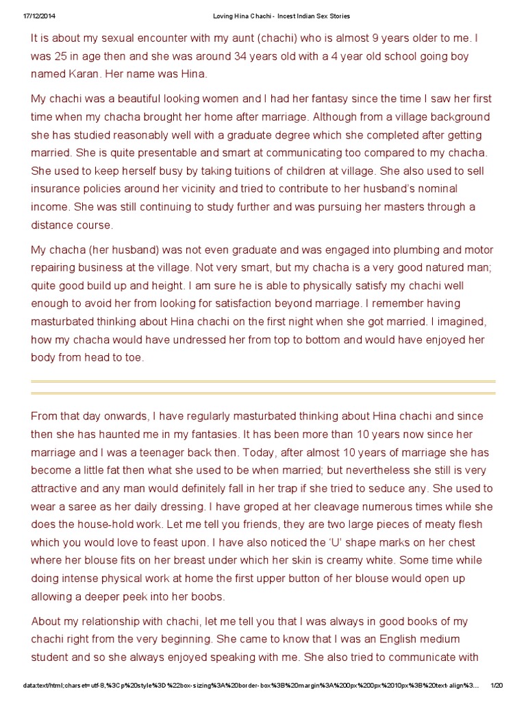 Loving Hina Chachi Incest Indian Sex Stories PDF