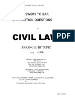 CIVIL LAW Answers to the BAR Arranged by Topic (1990-2006