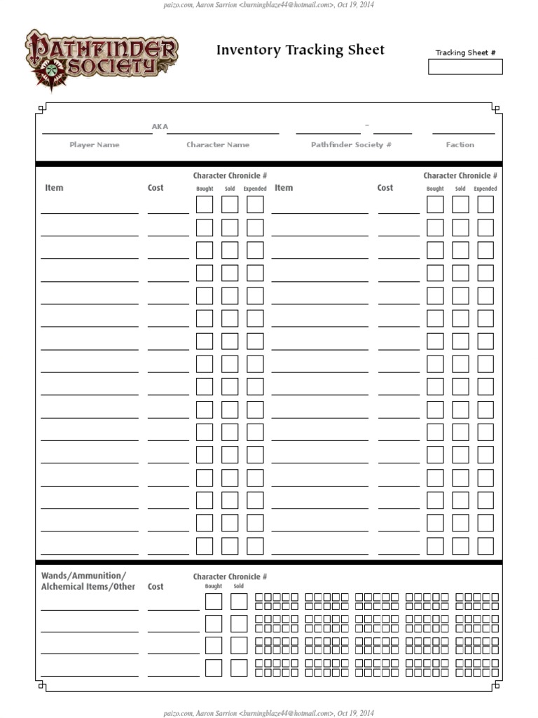 Tracking Sheet Fillable PDF