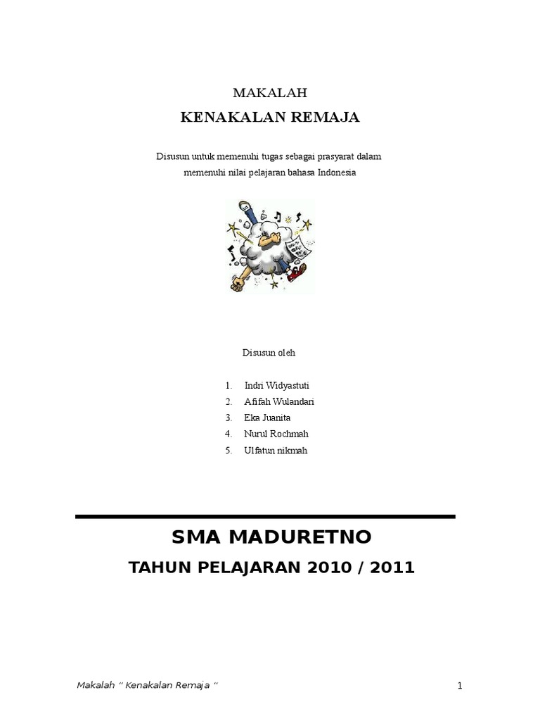 Makalah Kenakalan Remaja Pdf Contoh Makalah