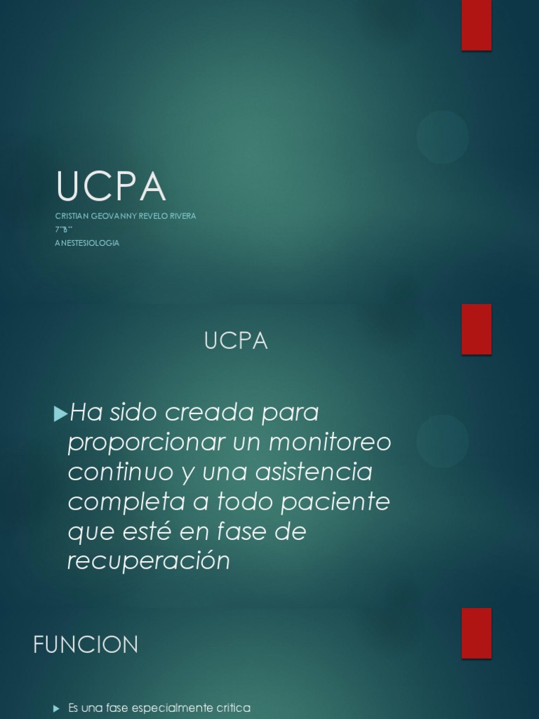 UCPA: Monitoreo y Recuperación Postanestésica | PDF | Dolor | Anestesia