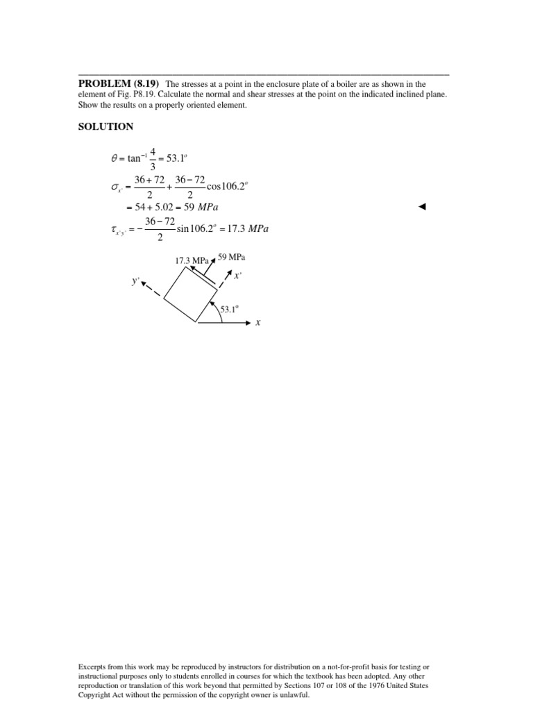 Problem (8.19) : Mpa Mpa | PDF