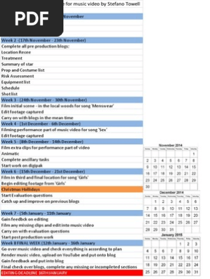 Pre Production Schedule