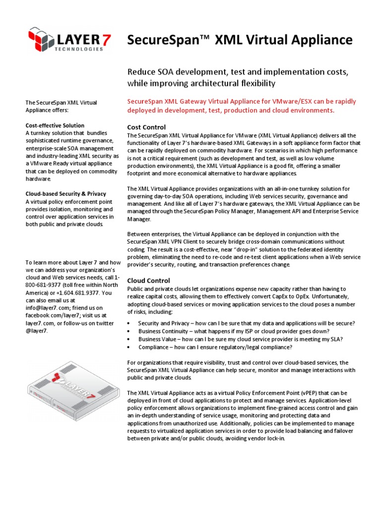Layer 7 SecureSpan XML Virtual Appliance | PDF | Cloud Computing ...