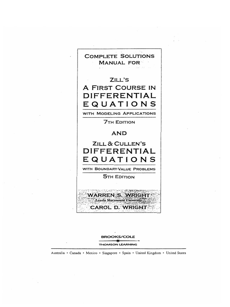 Differential Equations Solutions Manual | PDF | Slope | Partial ...