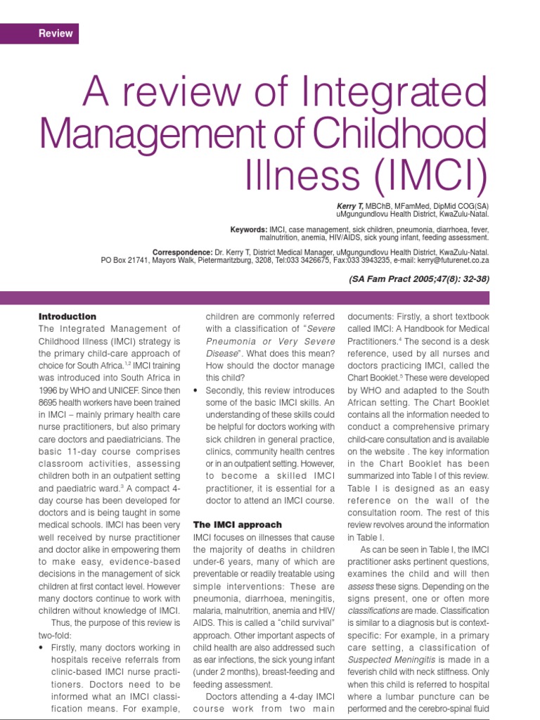 IMCI Guidelines for Child Health Care | PDF | Breastfeeding | Family ...