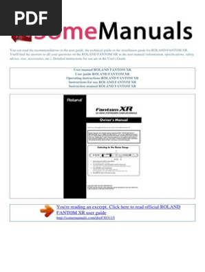 User Manual Roland Fantom Xr E Synthesizer Computer File