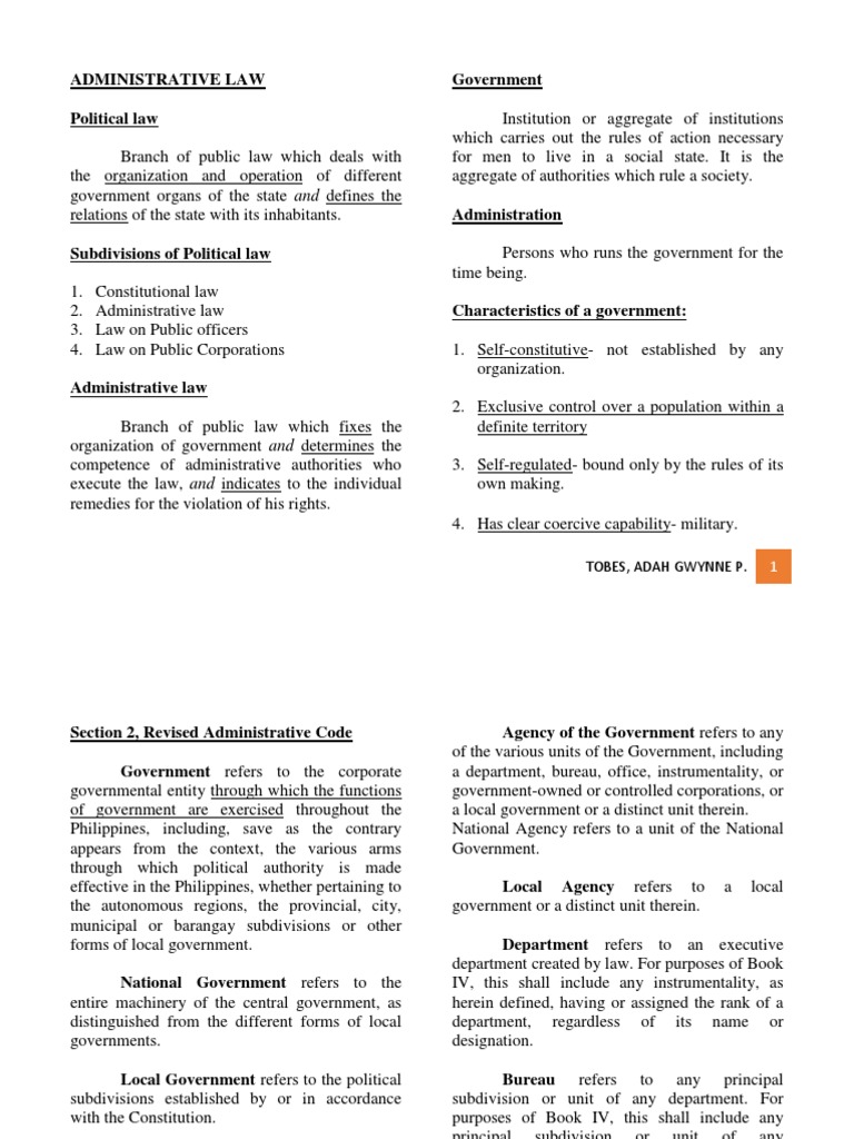 Summary Part 1 Admin Law | PDF | Corporations | Local Government
