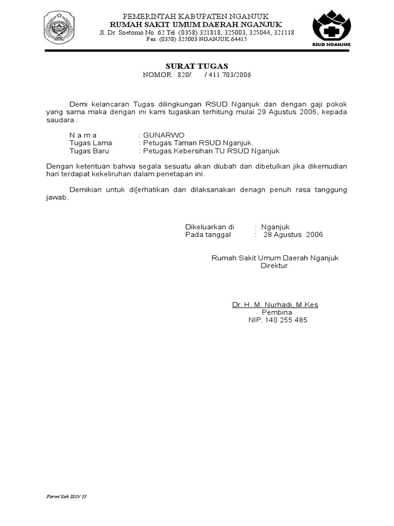 Contoh Surat Tugas Auditor Kumpulan Contoh Surat