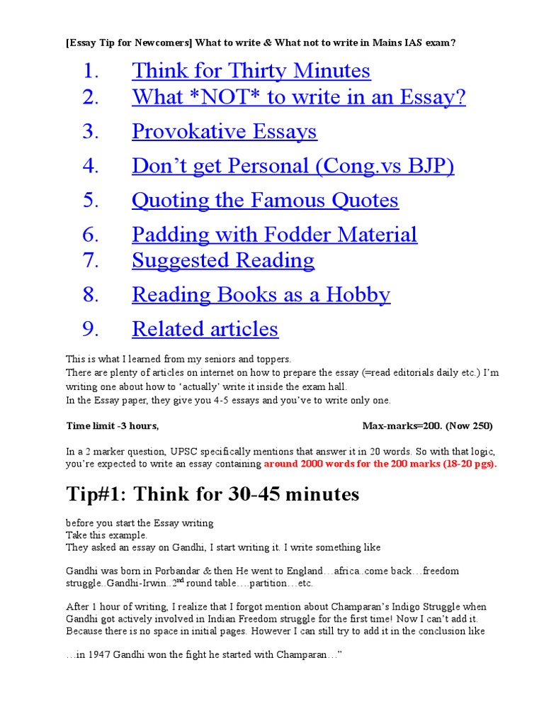 Essay Tip For UPSC | PDF