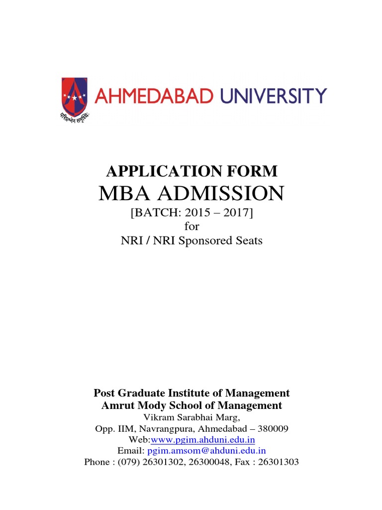 MBA Admission Application for NRI Seats | PDF | Cheque | Further Education