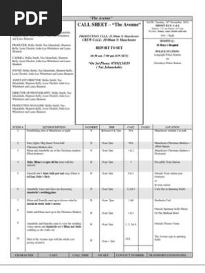 call sheet
