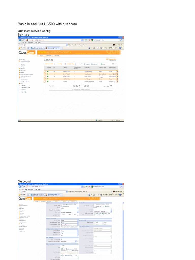 UC500 Quescom Configuration Guide | PDF