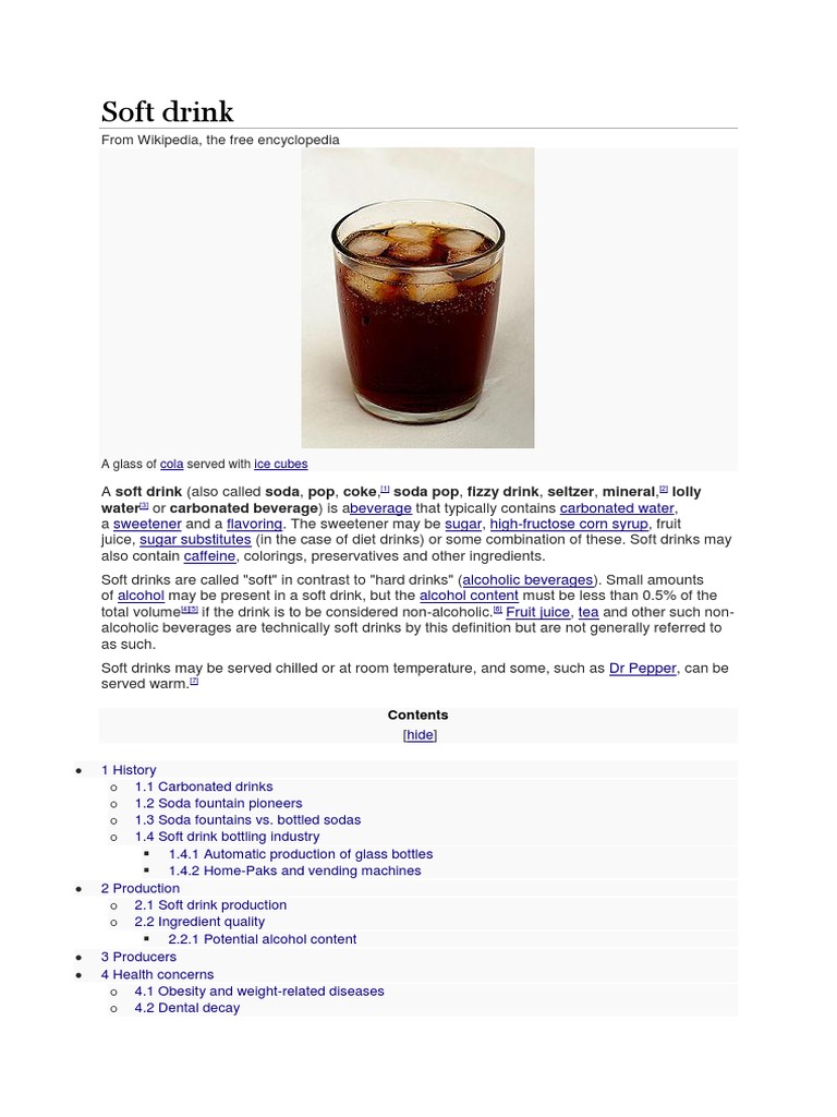 Soft Drink PDF Soft Drink Carbonated Water