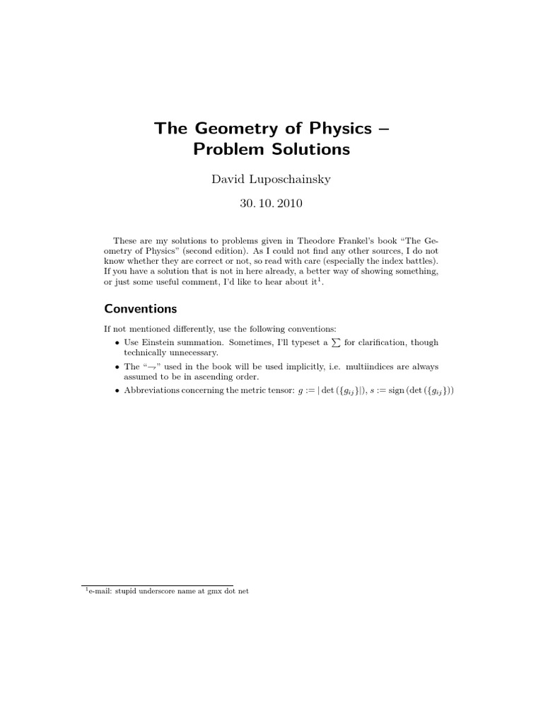 The Geometry of Physics Problems: Solutions | PDF | Differential Form ...