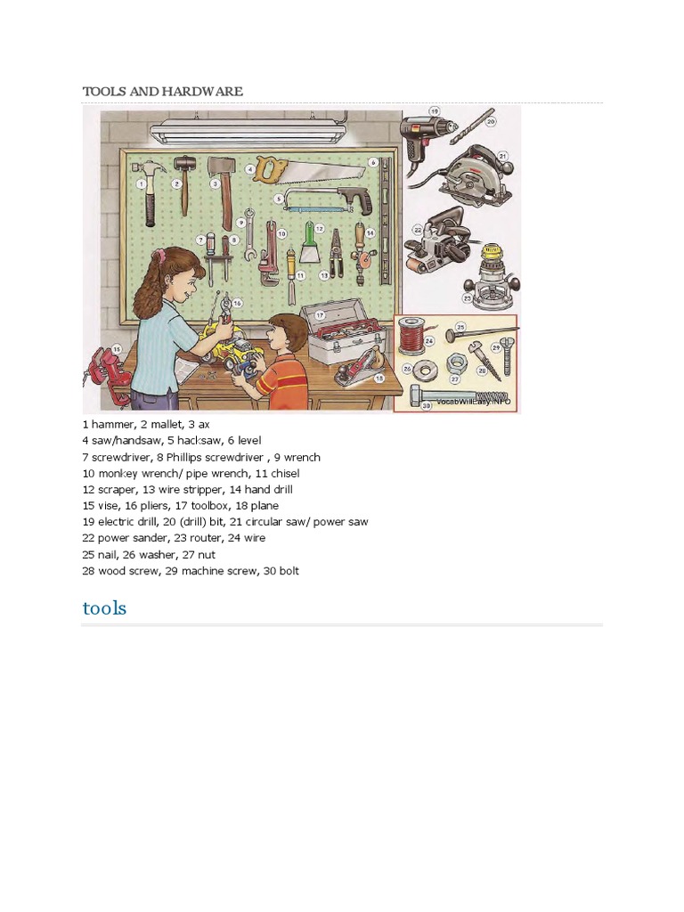 Essential Tools and Hardware Guide | PDF | Drill | Screw