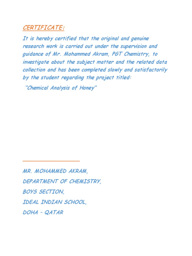 Chemical Analysis of Honey PDF Honey Honey Bee