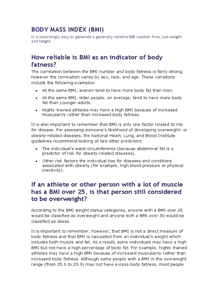 Understanding BMI for Children and Adults | PDF | Body Mass Index ...