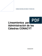 Lineamientos para La Admnistracion de Catedras CONACYT