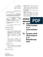 Lichen Structure: A) Algal Part (Chlorophyt Aor Cyanophyta) B) Fungus Part (Ascomycot Aor Basidiomyc Ota)