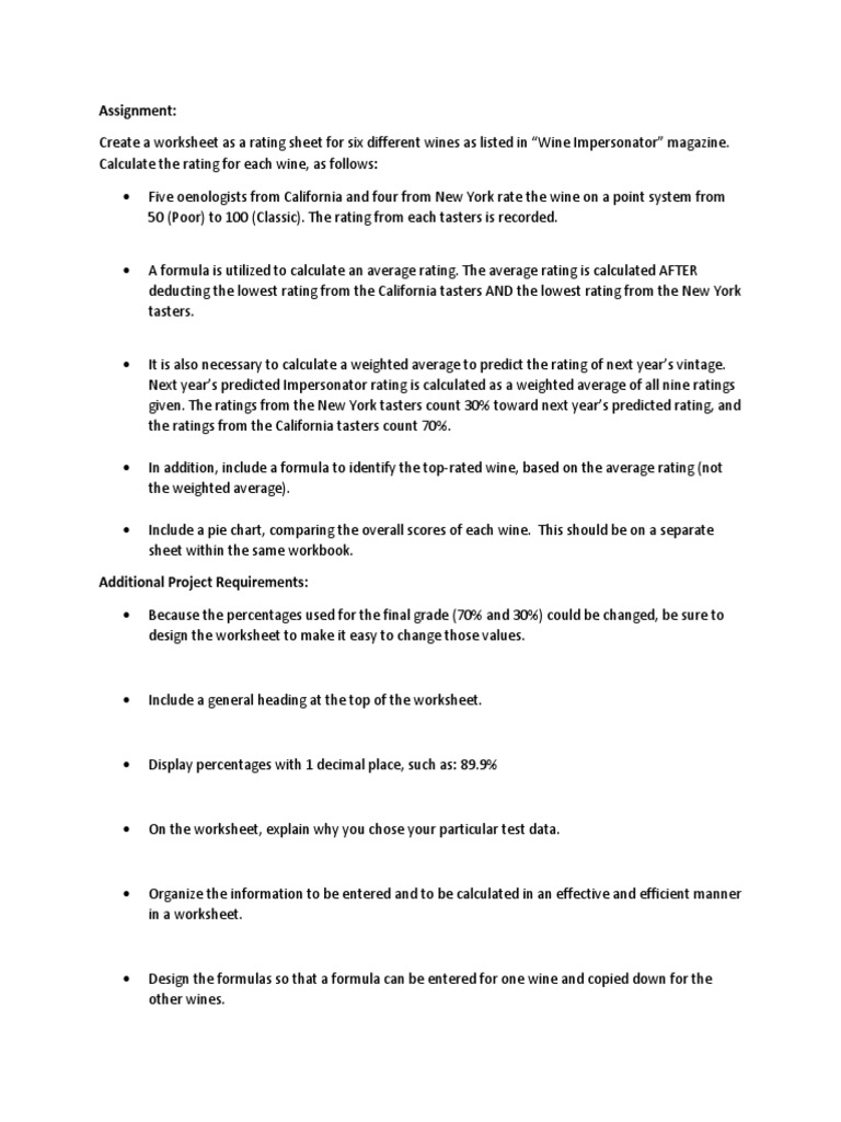 Wine Rating Worksheet and Analysis | PDF | Career & Growth | Business