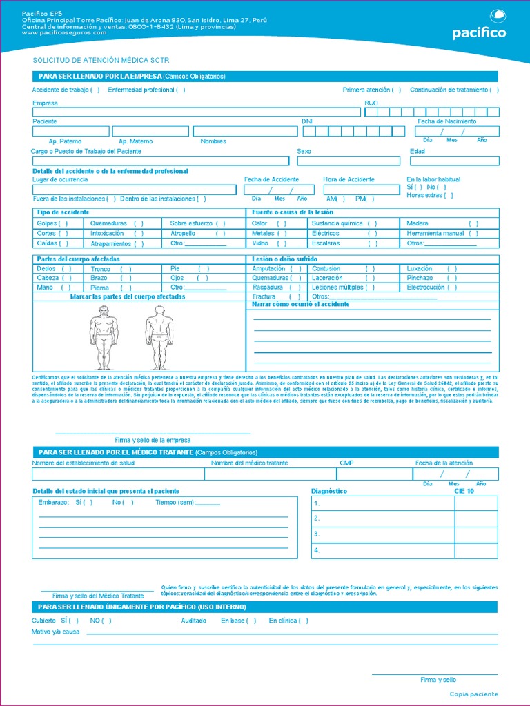 Solicitud Atencion Única SCTR Salud Historial médico