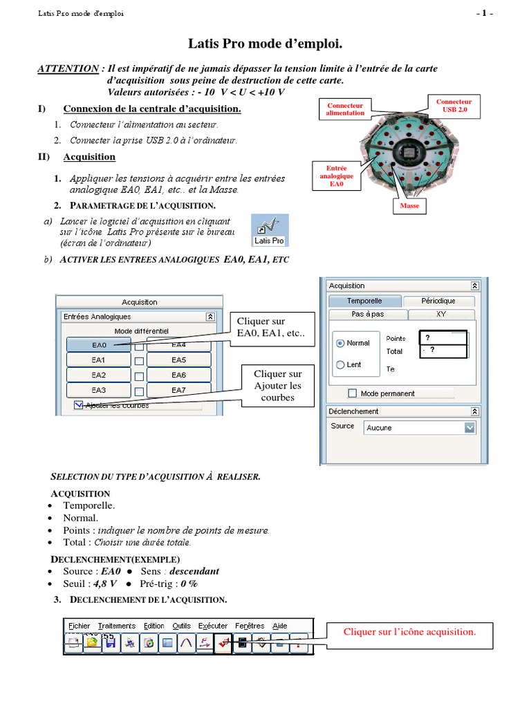 Mode d'emploi de Latis Pro PDF USB Courbe — free download