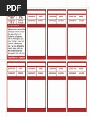 Dungeons and Dragons 5e blank spell cards