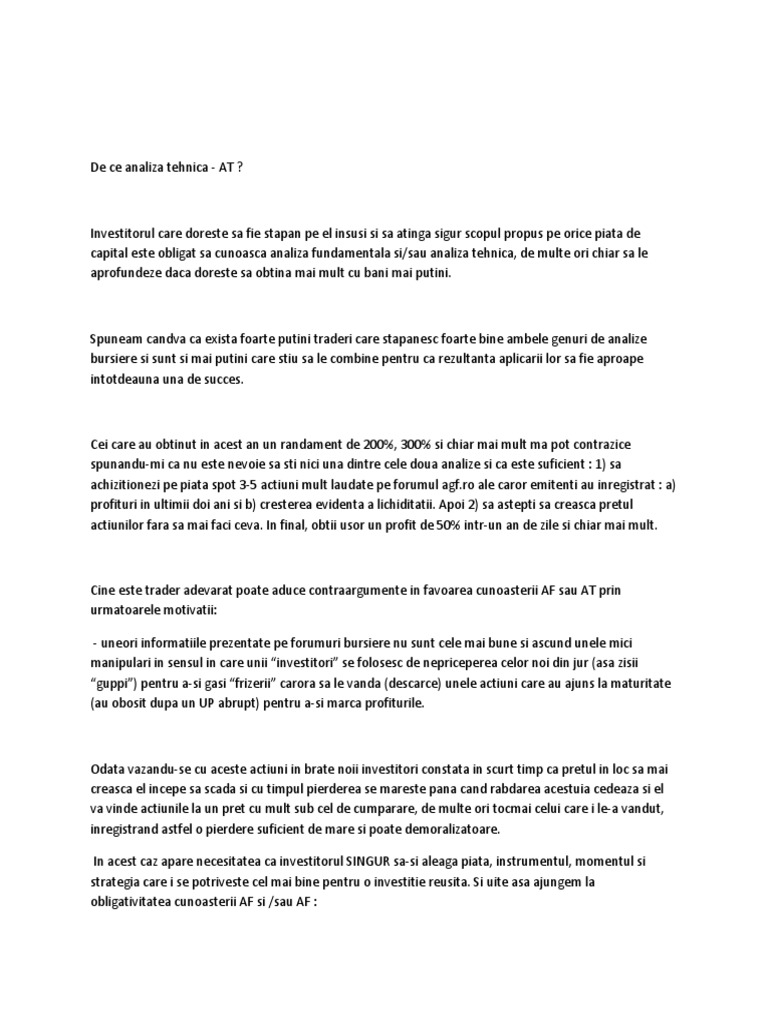 De Ce Analiza Tehnica | PDF