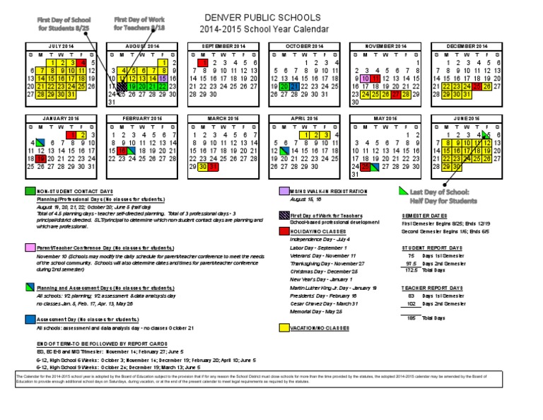 Dps School Calendar 2014 2015 Academic Term Observances