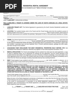 Residential Rental Agreement: This Form Is Not Intended For Use If "Option To Purchase" Is in Place