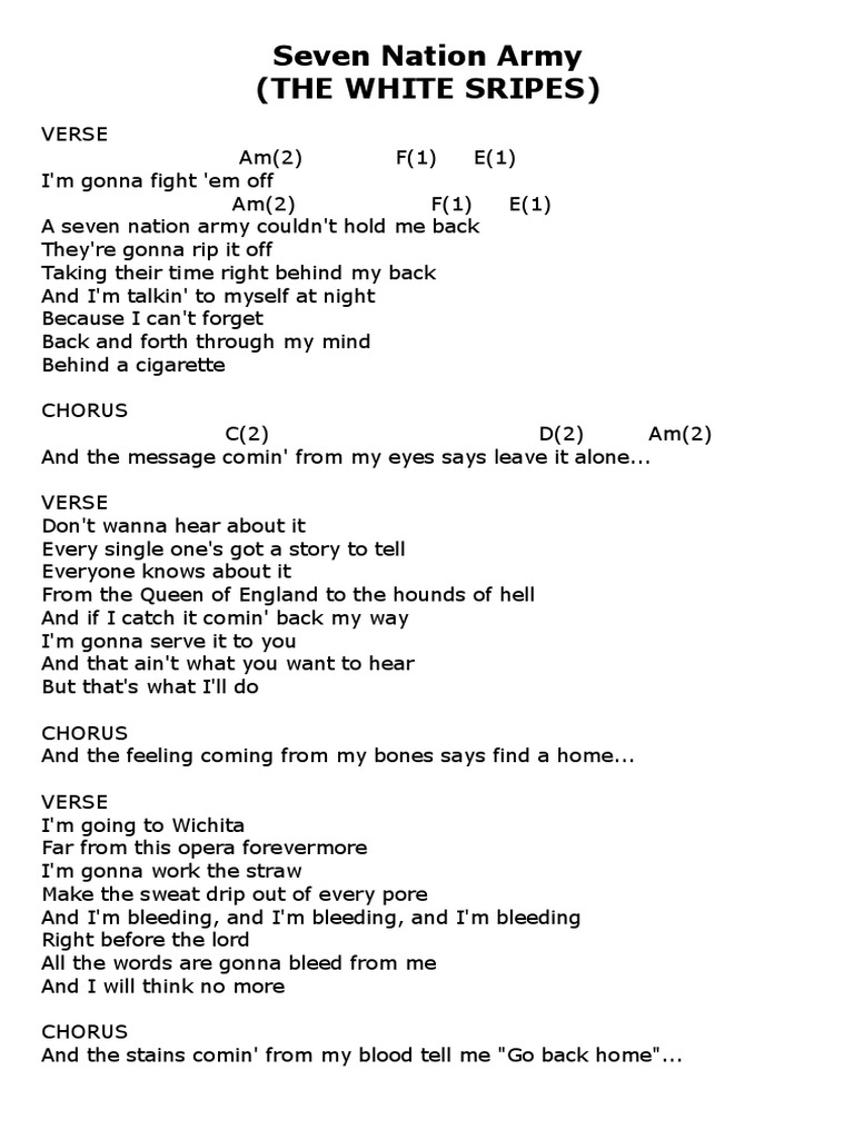 Seven Nation Army Lyrics Analysis