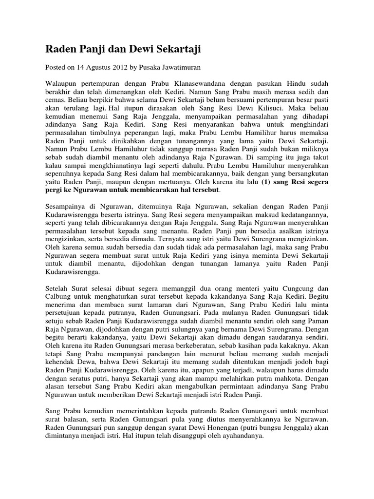 Panji Asmoro Bangun Dan Dewi Sekartaji