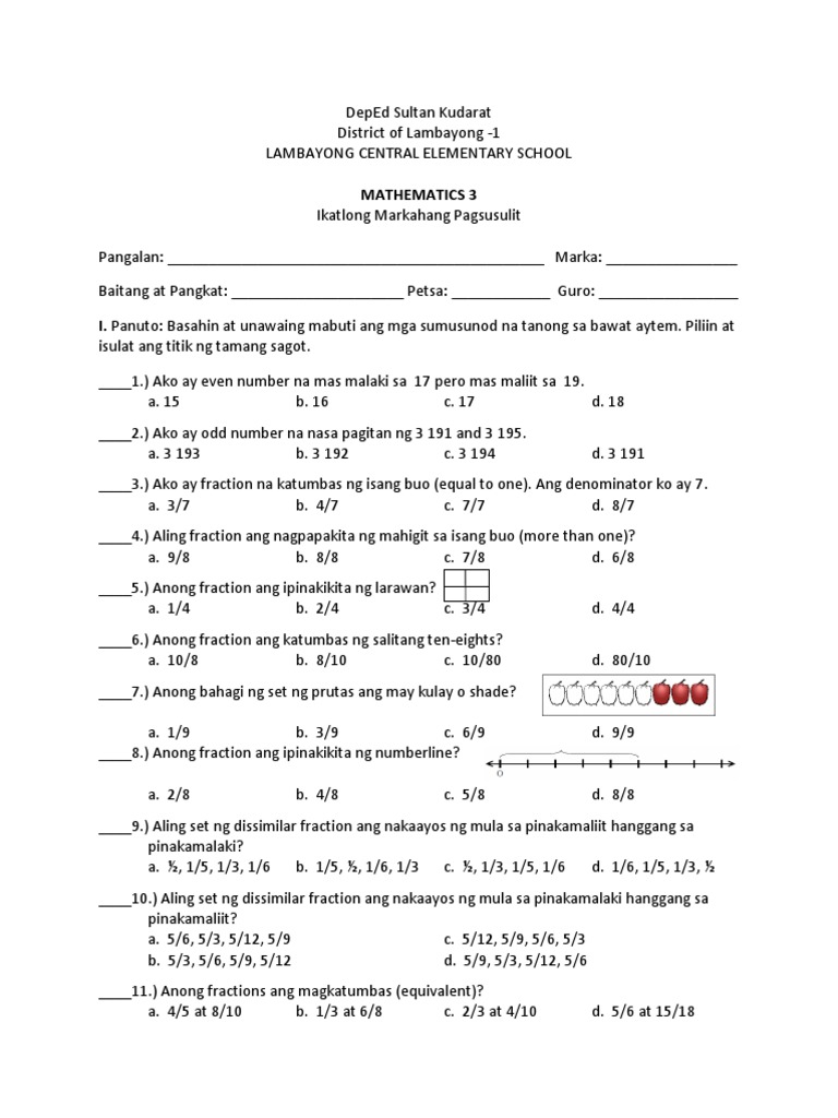 3rd Periodic Test Math 3 | PDF