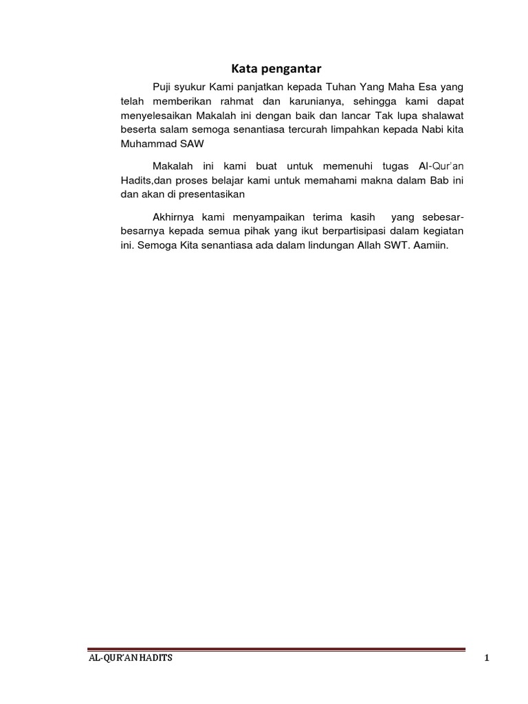 Makalah Al Quran Hadits Qurdis