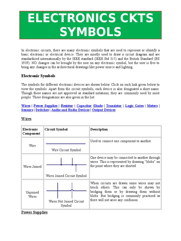 Electronics Ckts Symbols | PDF