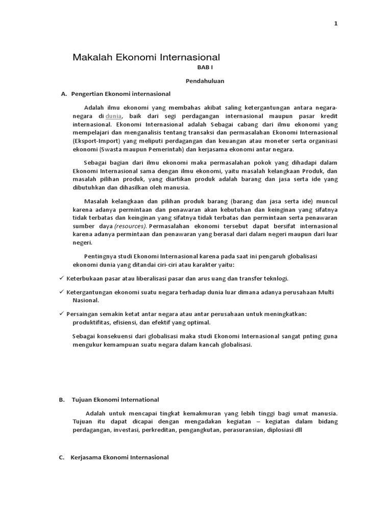 Makalah Ekonomi Internasional Pdf