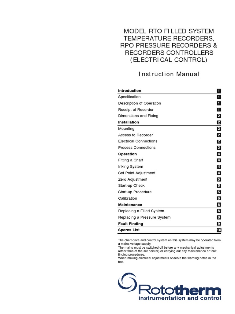 Rto Rpo Instruction Manual | PDF | Pressure Measurement | Thermometer