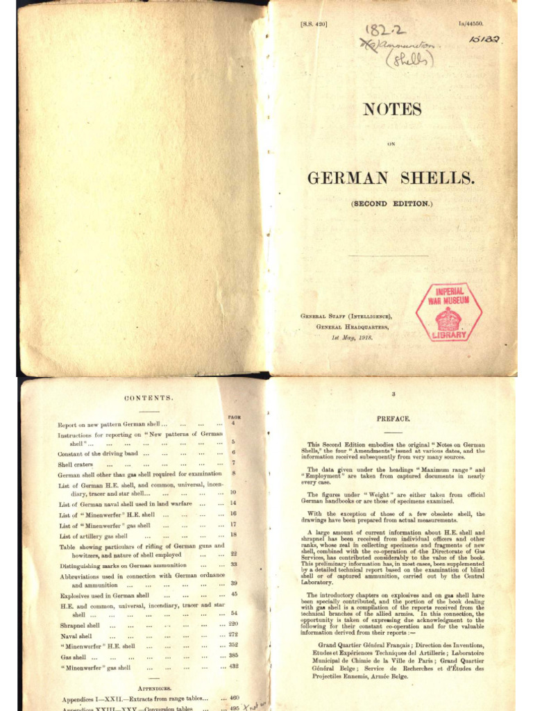 Notes On German Shells (1918) | PDF