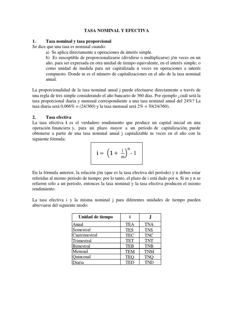 Tasa Nominal y Efectiva | PDF | Finanzas y dinero