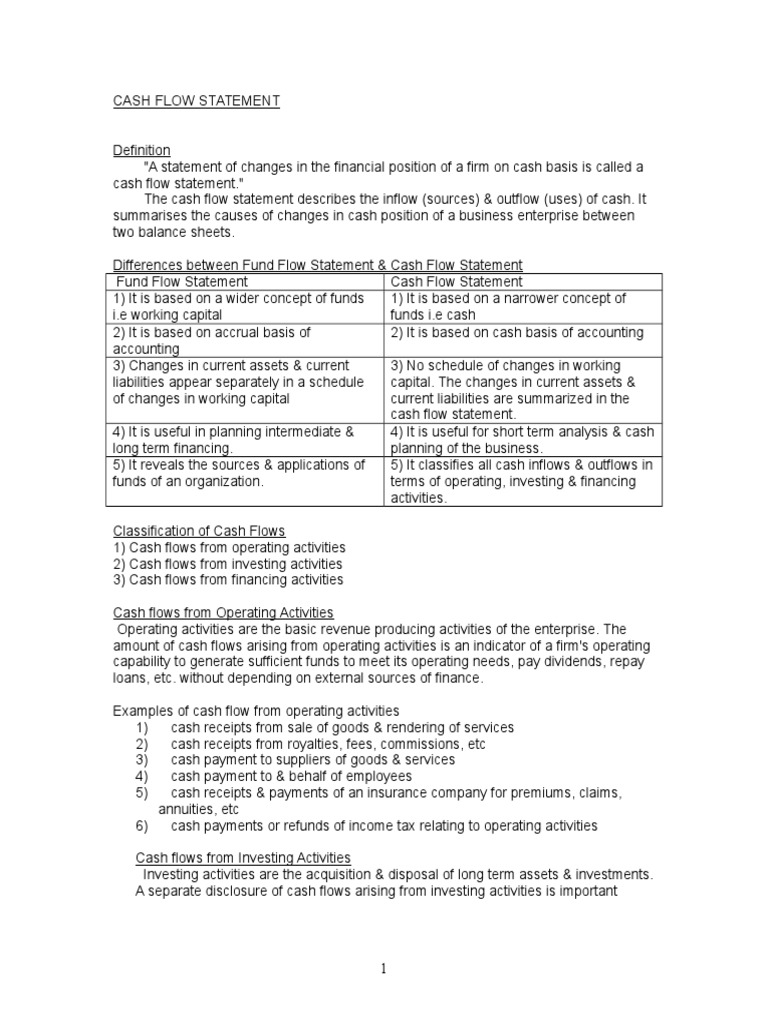 Class 12 Cash Flow Statement Notes | PDF | Cash Flow Statement | Expense