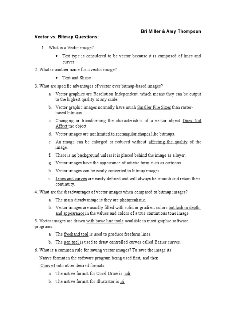 Vector Vs Bitmap Questions | PDF | Pixel | Digital Signal Processing
