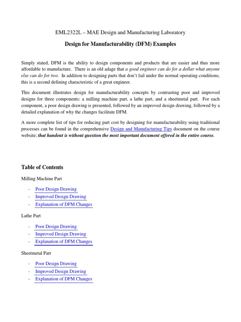 Design For Manufacturing Examples Download Free PDF Engineering Tolerance Sheet Metal