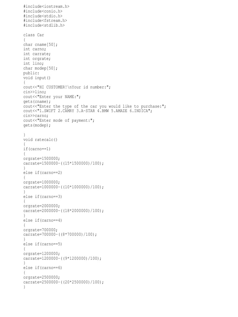 Car Sales C Project Pdf