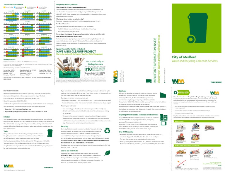 2015 Trash and Recycling Schedule | Recycling | Coupon