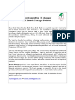 Advertisement For IT Manager and Branch Manager Position