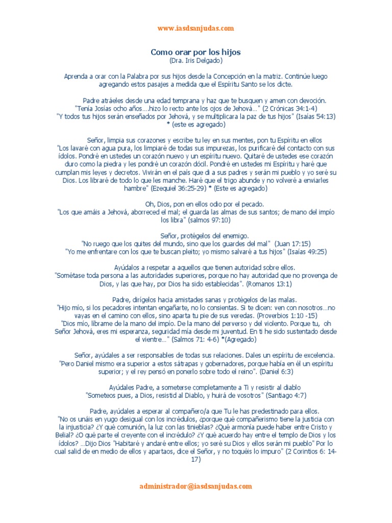 Oraciones por la Protección de los Hijos | PDF | Oración | Pecado