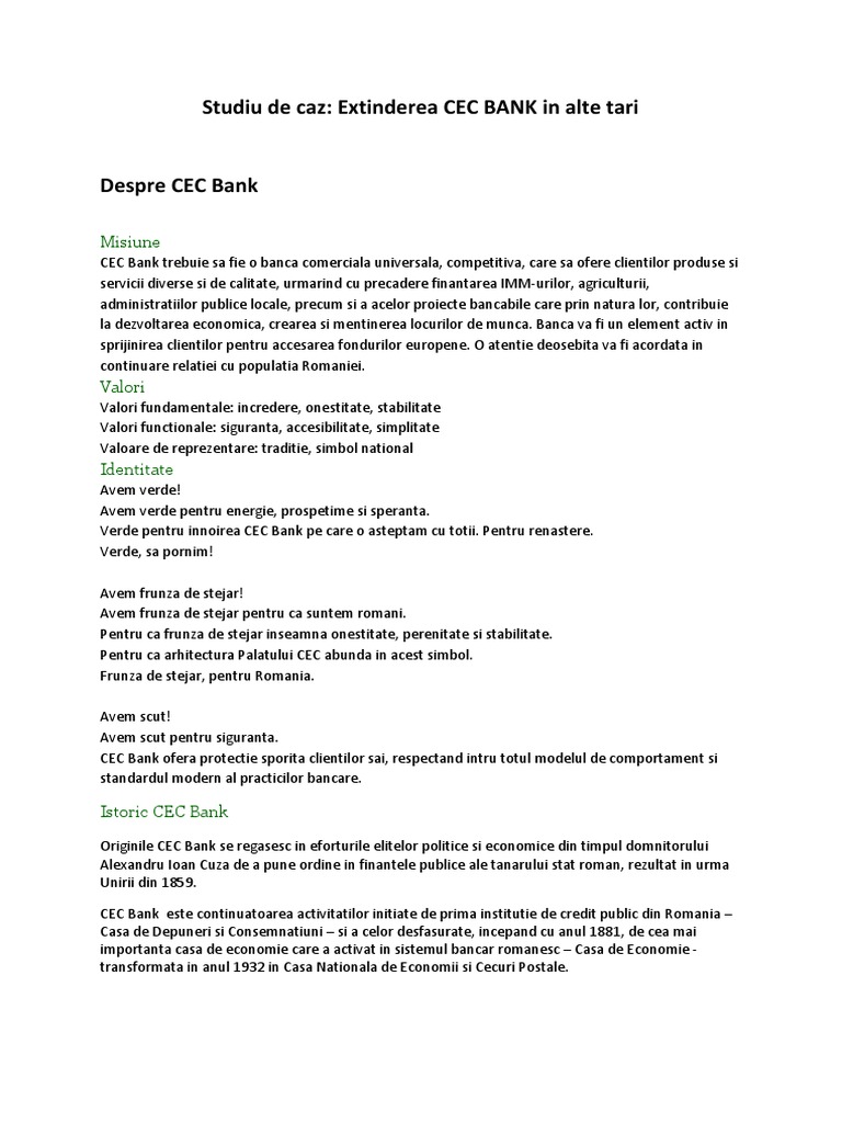Studiu De Caz Cec Bank