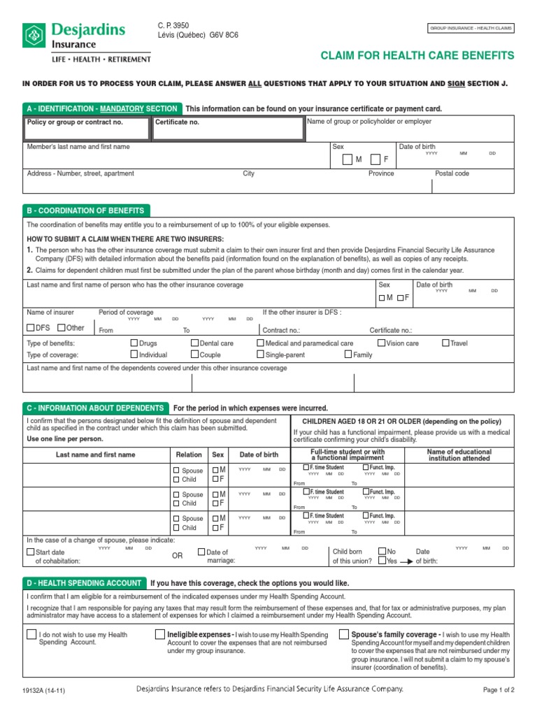 Claim Health Care Benefits 19132A | PDF | Personally Identifiable ...